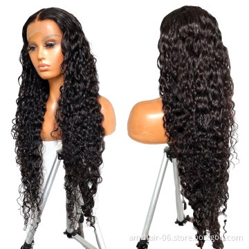 Mink Brazilian Hair Vendor Wholesale Water Wave 5X5 Lace Closure Wig Extension Swiss Lace Closure Human Hair Wig For Black Women